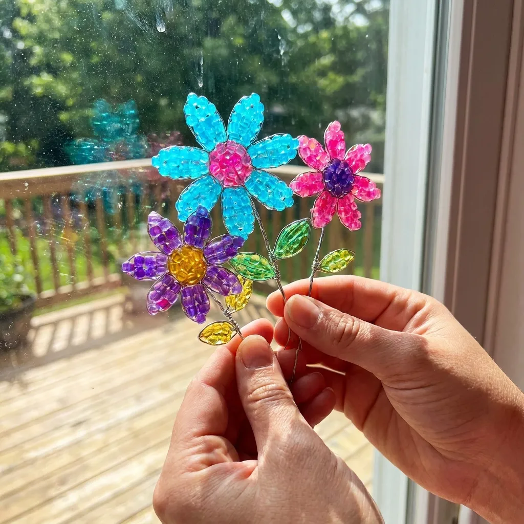 Colorful handmade crystal and suncatcher crafts